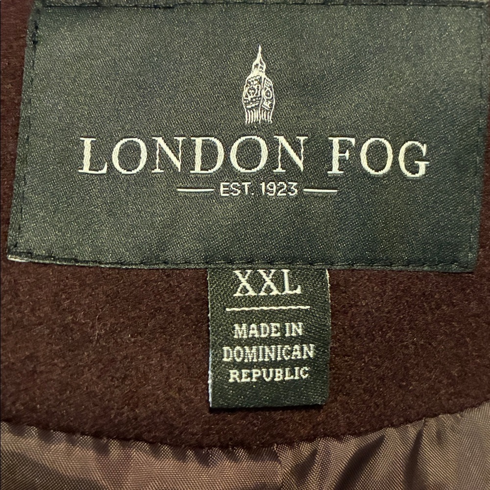 London Fog NWT Coat Wool Blend Belted Burgundy Purple Hooded Sz XXL - Picture 8 of 8